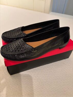 Talbots Black Woven Leather Loafers